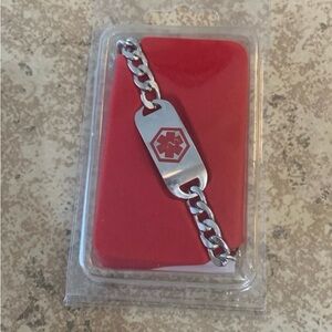 New! “Medline” Stainless Steel Unisex Emergency Alert Diabetic Bracelet.